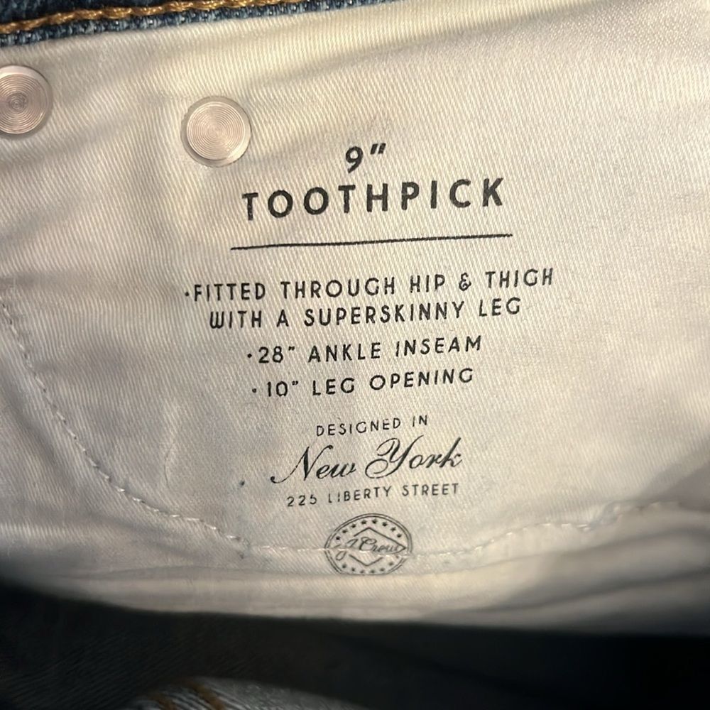 J.Crew Denim 9” Toothpick Skinny Jean - Picture 7 of 9